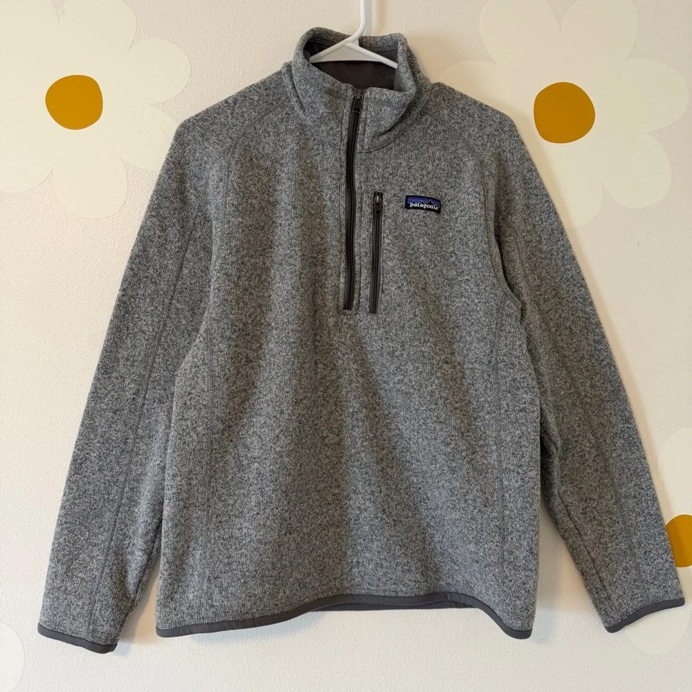 EUC Patagonia Men’s Gray Better Sweater 1/4 Zip Fleece Pullover In Stonewash - Picture 4 of 13